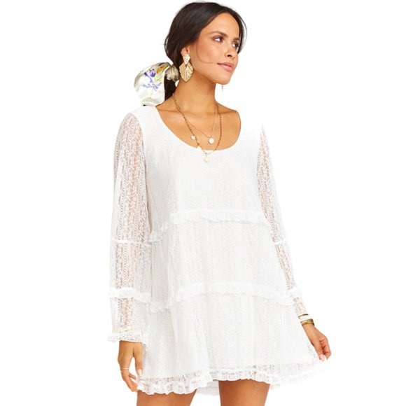 Show Me Your MuMu Dresses & Skirts - Show Me Your Mumu Women's Ivory Lace Ruffle Mansfield Mini Dress Size Medium
